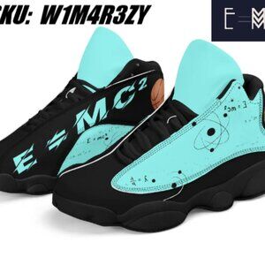 E=M/C2 Ballers Edition Men's Aqua Blue PU Leather Basketball Shoes sneakers acti